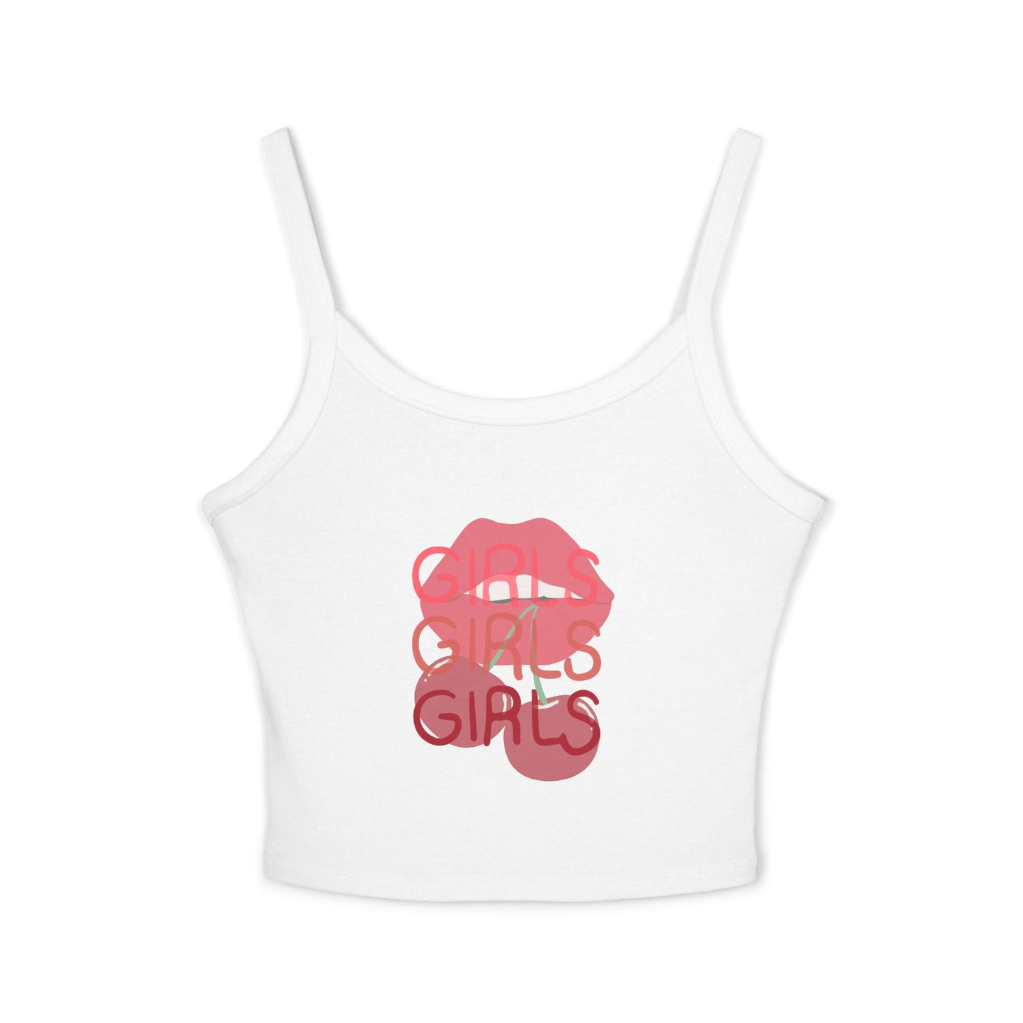 Girls Lip Print Spaghetti Strap Tank Top - Cute Casual Summer Apparel