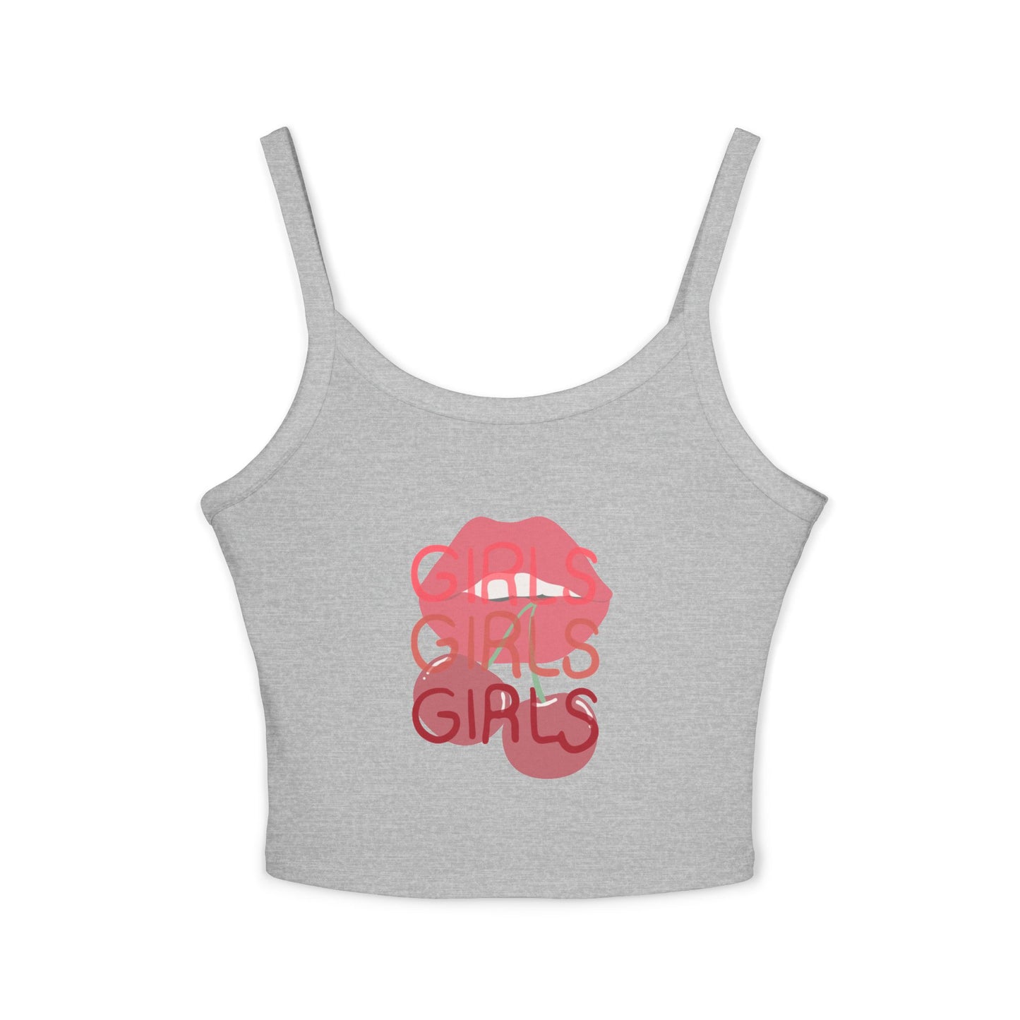 Girls Lip Print Spaghetti Strap Tank Top - Cute Casual Summer Apparel